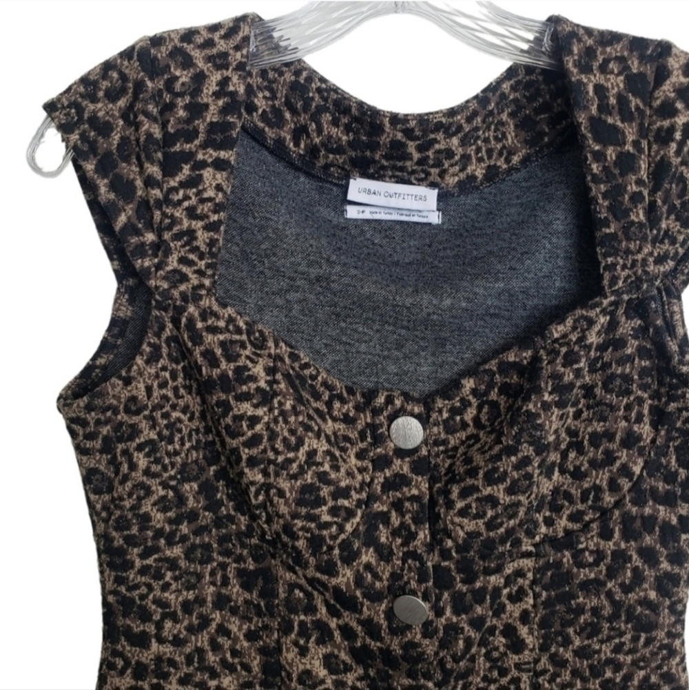 🌻Urban Outfitters Leopard Button Up Jumper Dress, Size S - Picture 3 of 4